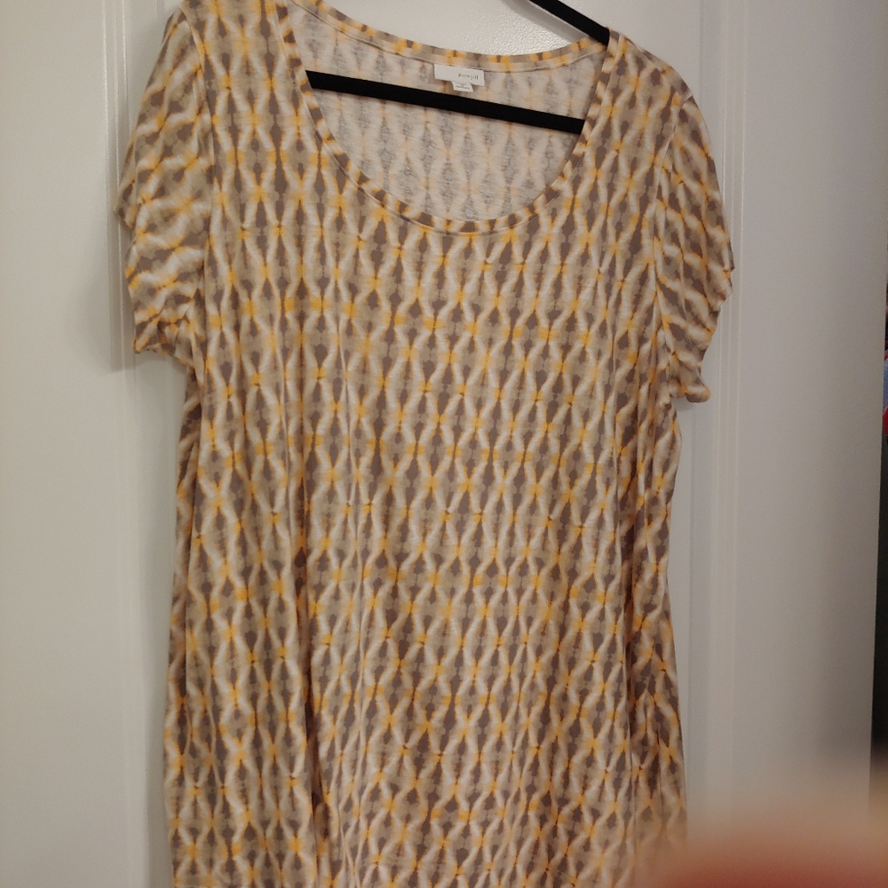 J Jill, Scoop neck tunic, Size 1X, Multi, taupe, peach